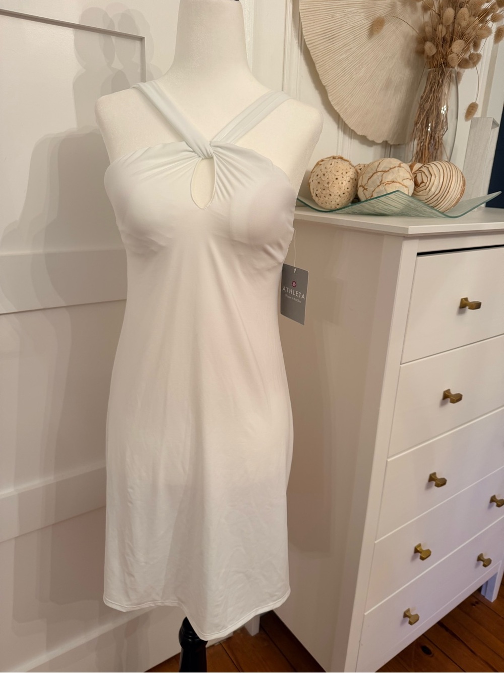 Athleta White Twist-Front Sleeveless Dress